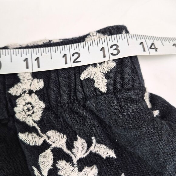 Abercrombie & Fitch Womens Shorts Med Black White Embroidery Floral Boho Linen - Picture 10 of 12